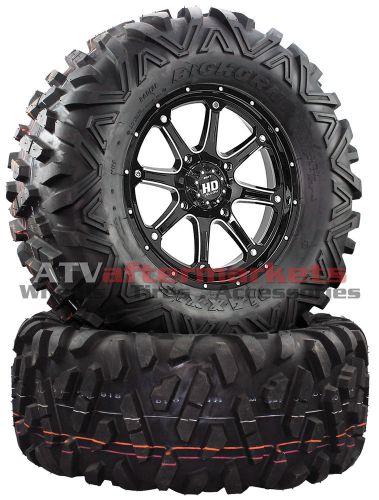Sti hd4 machined 14" atv wheels 28" bighorn rwl tires kawasaki teryx