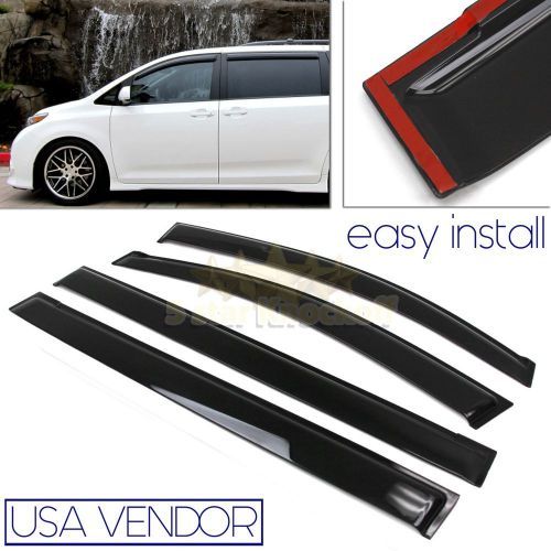Direct fit 11-16 toyota sienna usa window wind deflector rain guard black visors