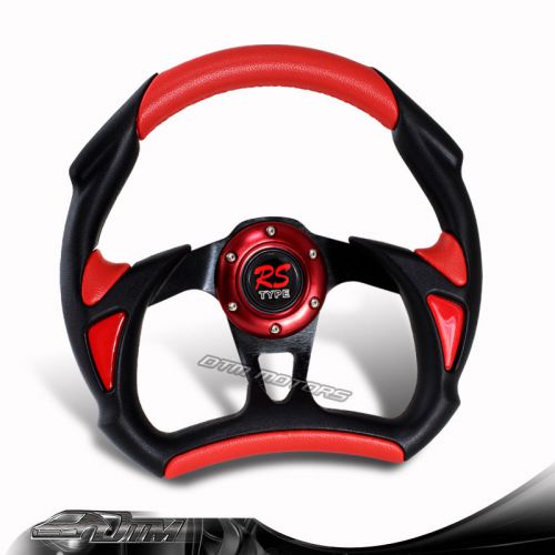 Universal 6 hole/lug jdm 320mm black + red pvc leather racing steering wheel