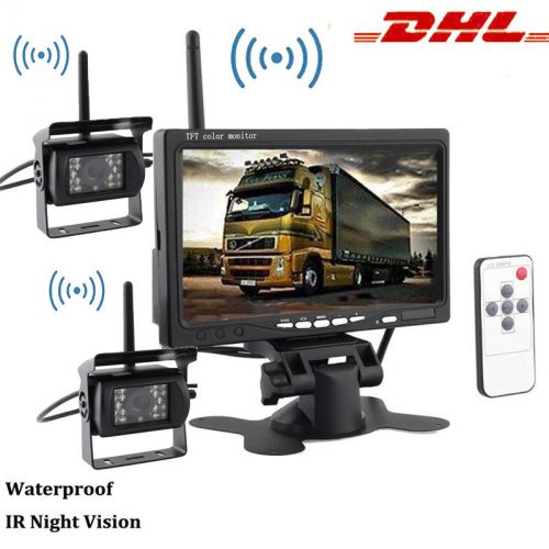 Wireless ir rear view back up camera night vision system+7&#034; monitor for rv truck