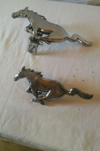 Vtg ford chrome mustang pony grill emb d4zb-8216-aa  6.25" &amp; c4zb 8a224 a 7 1/2"
