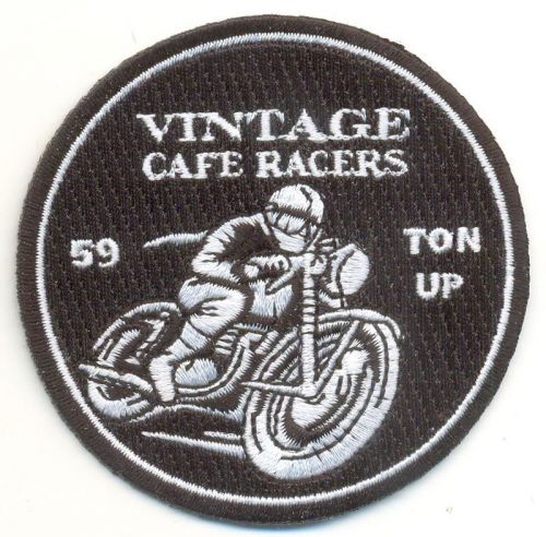 Vintage cafe racer b/w 3" patch. rocker .59 club.ace triumph ton up