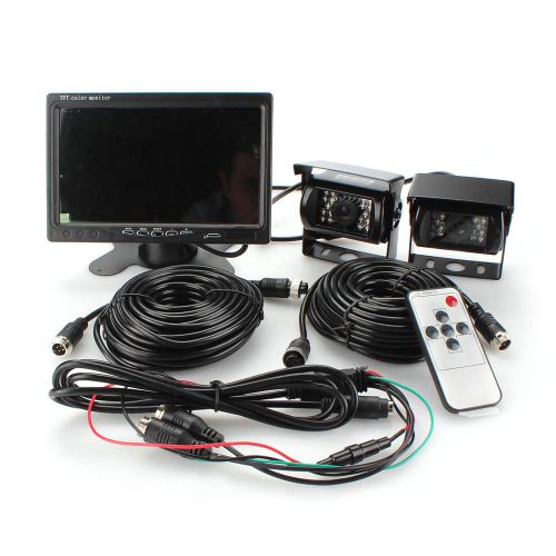 7&#034; tft rear view backup 2 camera waterproof night vision monitor drive recorder