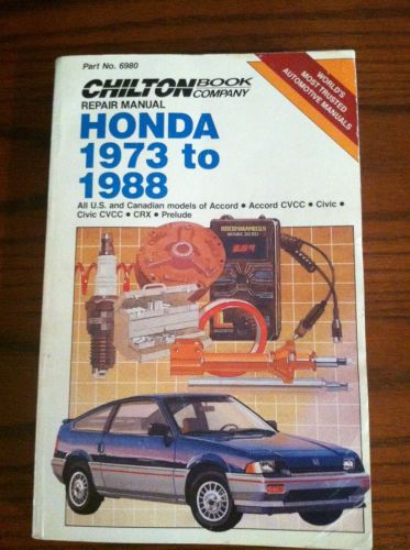 Chilton auto repair manual honda 1973-1988
