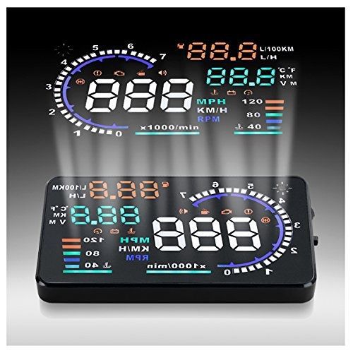 Zxline a8 5.5 inches hud head up colorful multifunction display with obd2, km/h