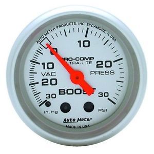 Auto Meter 4303 Gauge, Vac/Boost, 2 1/16", 30inHg-30psi, Mechanical, Ultra-Lite, US $72.95, image 2