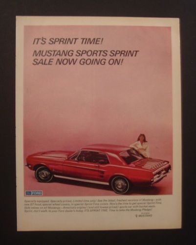 1967 ford mustang spirit original large car ad 1968 1969 1966 1964