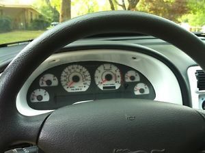 White face reverse glow gauge insert mustang