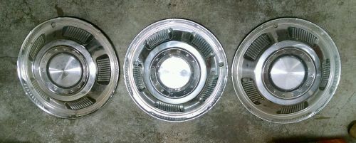Oem 1966 mercury hub caps 14&#034; lot of 3x merc wheel covers 66 hubcaps
