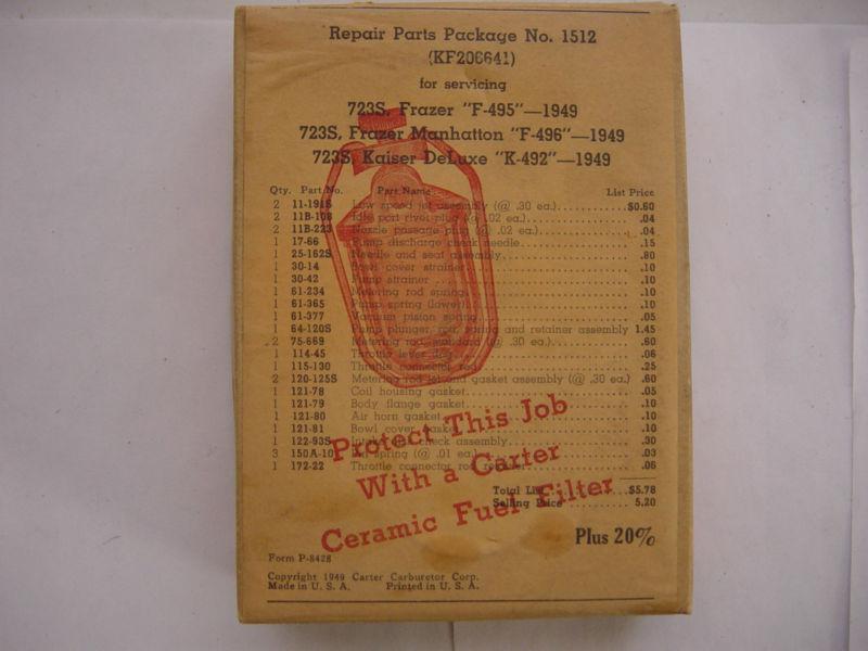 Carburetor Repair Kit For 1949 FRAZER with a Carter WCD Carb# 723S, US $24.95, image 6
