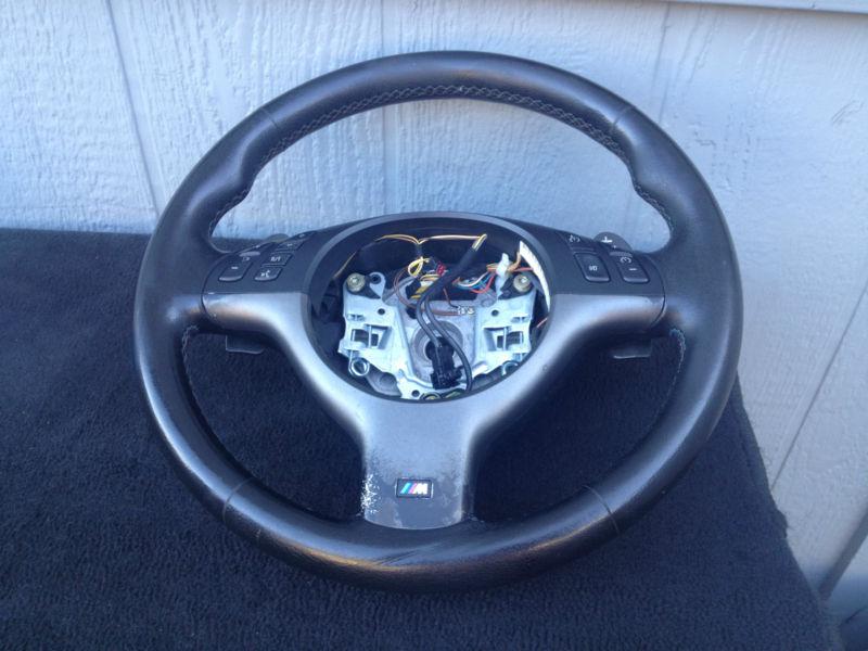 Bmw e46 e38 m3 110k oem 01 02 03 04 05 06 leather steering wheel trim with knobs