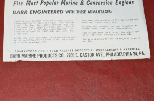 Vtg barr marine boat exhaust conversion brochure catalog specifications engine