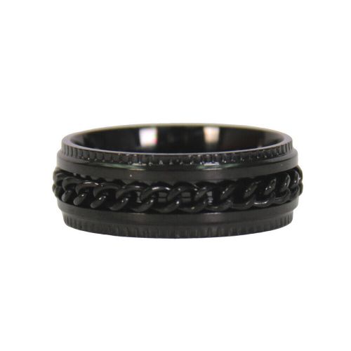 Hot leathers jwr2145 men's black 'cuban link' stainless steel ring
