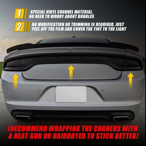 Tail Light Cutout SMOKE Precut Vinyl Tint Overlays FOR 2015-2023 Dodge Charger, US $21.99, image 4
