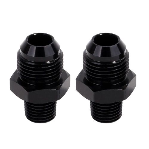 6an male flare to 3/8" npt pipe fitting adapter aluminum straight black 2pcs
