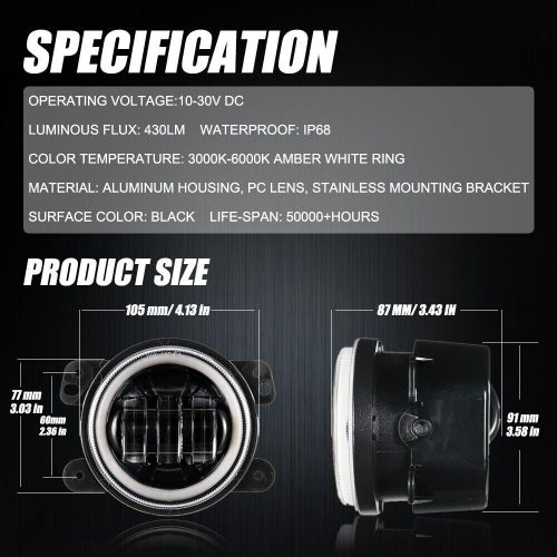 For 2003-09 Hummer H2 2pc 4" LED Fog Lights DRL+4x Front Rear Side Marker Lights, US $193.98, image 9