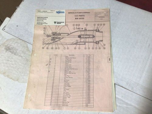 1970 SEA DOO VINTAGE Berkeley Jet Drive Berkley Jet Pump, PARTS LIST SKI DOO, US $25.00, image 3