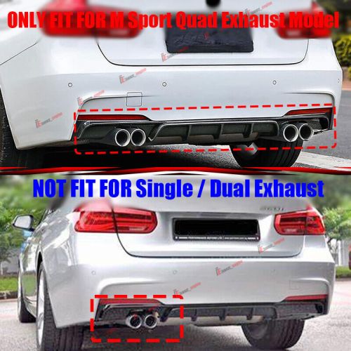 For 12-2019 BMW F30 3 Series M-Sport Sedan Quad Exhaust Rear Bumper Lip Diffuser, US $104.99, image 2