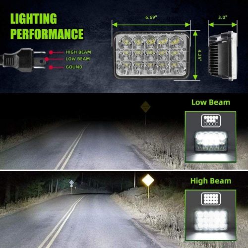 Pair 4x6'' LED Projector Headlights Hi/Lo Beam For Dodge Dakota 1987-1995 Truck, US $29.99, image 9