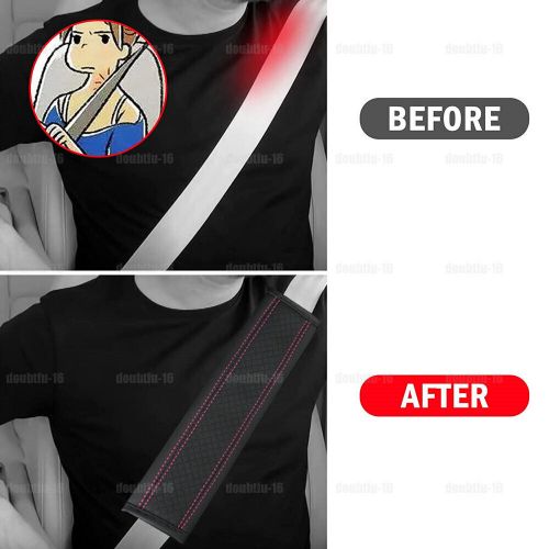 1pc Red Leather Car Seat Belt Strap Cover Pad Shoulder Comfort Cushion Harness, US $7.91, image 4