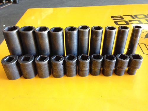 Snap on deep & shallow 20 pcs metric 1/2 drive 10-19