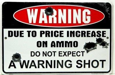 No warning tin sign man cave garage shop ammo gun target hunting bar beer funny