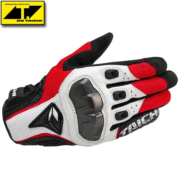 Red & white motorcycle motorbike sports racing cycling armed mesh gloves l