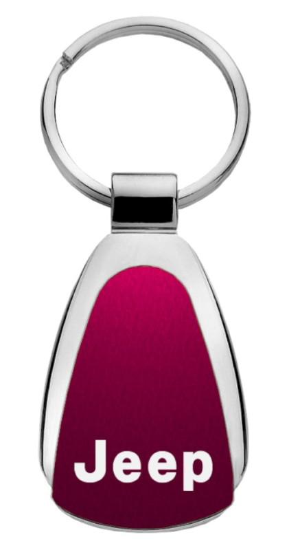 Chrysler jeep burgundy teardrop keychain / key fob engraved in usa genuine