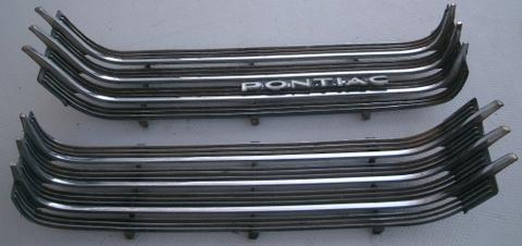 1964 64 pontiac catalina star chief front grill grille inserts pair lh rh emblem