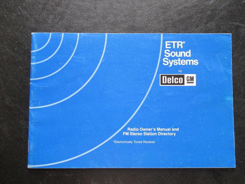 Etr sound system manual / delco gm