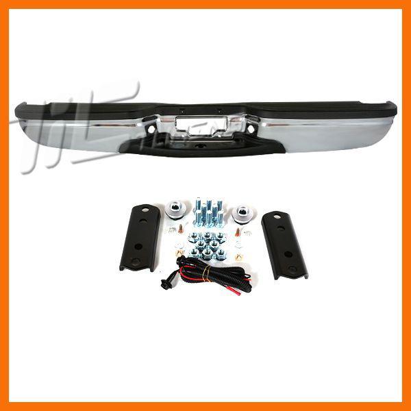 00-05 ford excursion rear chrome pad step bumper bracket black lic lamp