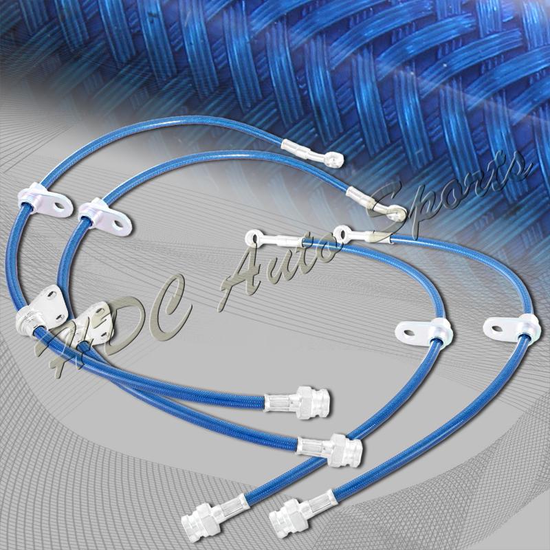 1992-1996 honda prelude front+rear stainless steel  brake line hose kit - blue