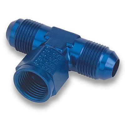 Earl's fitting adapteran tee with female swivel on side -10an aluminum blue ea