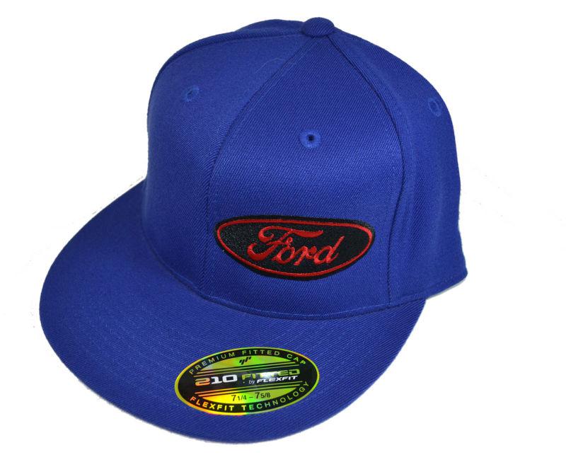 New ford logo blue premium fitted hat black/red logo size 7 1/4 - 7 5/8 flex fit