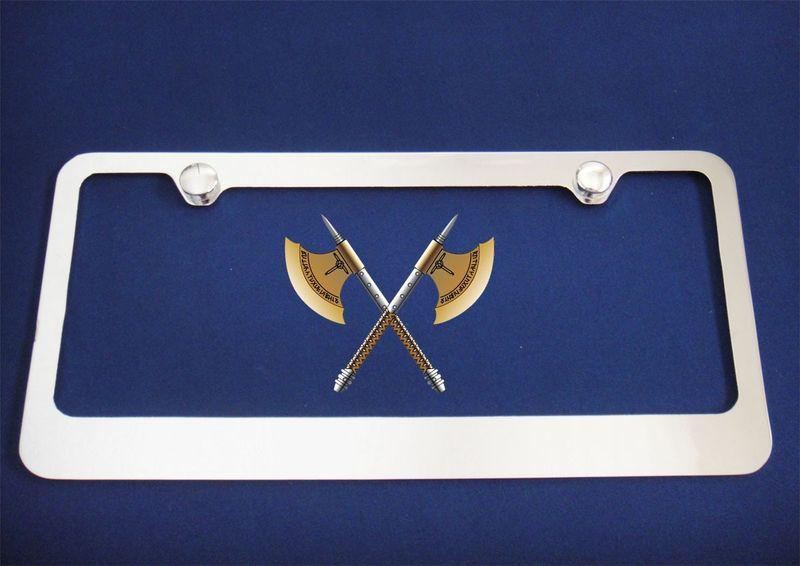 Plain chrome metal license plate frame/free 2 caps-fits honda toyota mazada