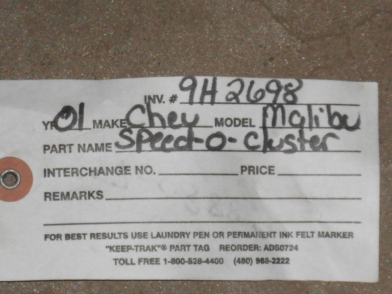 9D2564 01 02 03 MALIBU SPEEDOMETER CLUSTER MPH, US $74.99, image 5