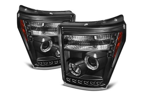 Spyder fs11 black clear ccfl halo projector headlights head light w leds