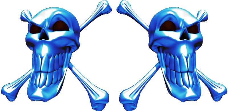 Smiley blue skulls decals stickers motorcycle bike auto car truck suv