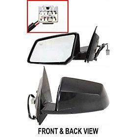 Power heated side view door mirror assembly driver's left manual fold