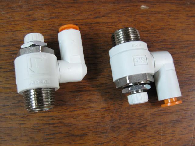 2 new speed & flow control valves valve, smc as3301f 3/8" - aeronautical