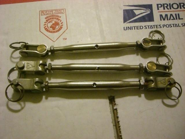 (3) 3/16" pin bronze toggle tubular turnbuckles 6" fully closed