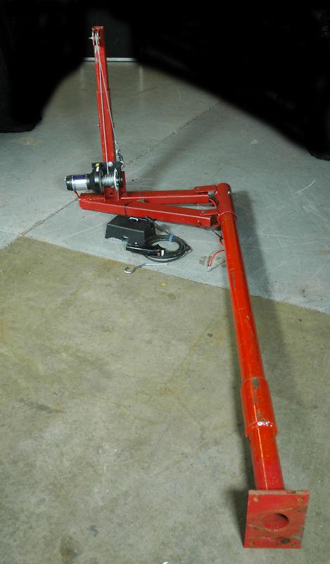 1000 lb custom crane hoist with 12 volt pulley truck lift w/ 45 degree turn