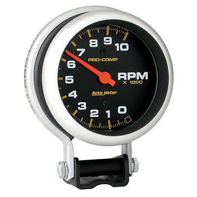 Autometer pro-comp tachometer 0-10,000 3 3/4" dia black face 5610