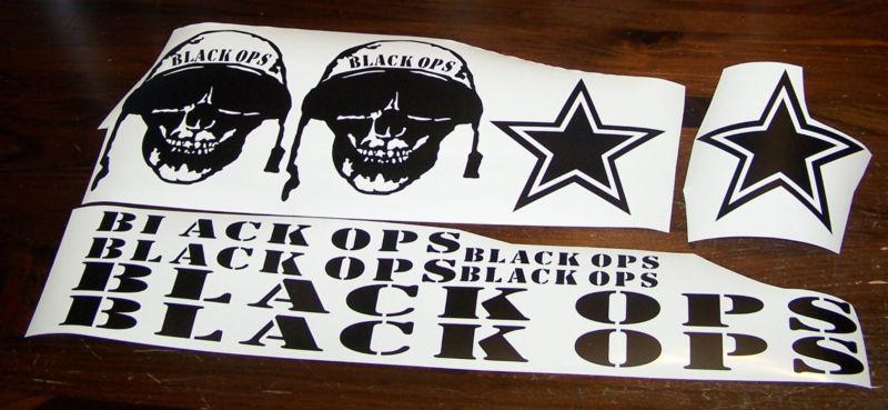 Black ops hood/skull decal sticker set wrangler yj tj cj jk rubicon sahara jeep
