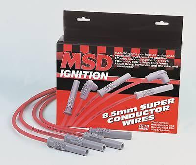 Msd spark plug wires 8.5mm red stock boots chrysler dodge dohc 2.0/2.4l 32279