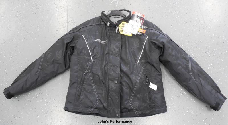 Choko womens black flower printed snowmobile jacket coat l  large ladies