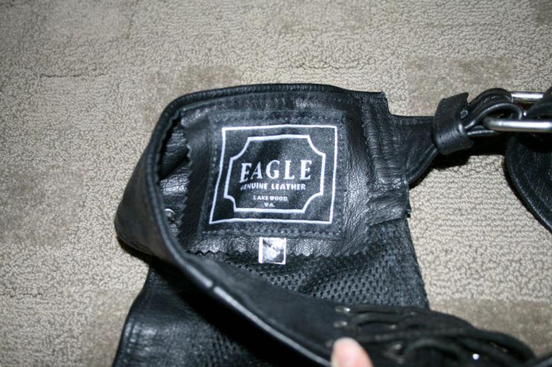 Men's Black leather Motorcycle chaps size Small EUC, US $75.00, image 2