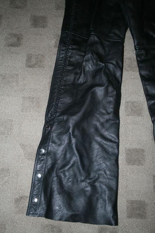 Men's Black leather Motorcycle chaps size Small EUC, US $75.00, image 3