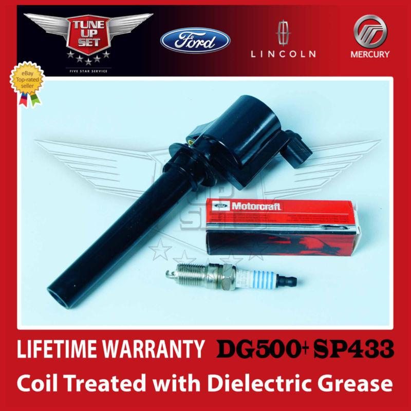 1 set ignition coil dg500 fd502 + 1 motorcraft spark plug sp433 v6 escape taurus
