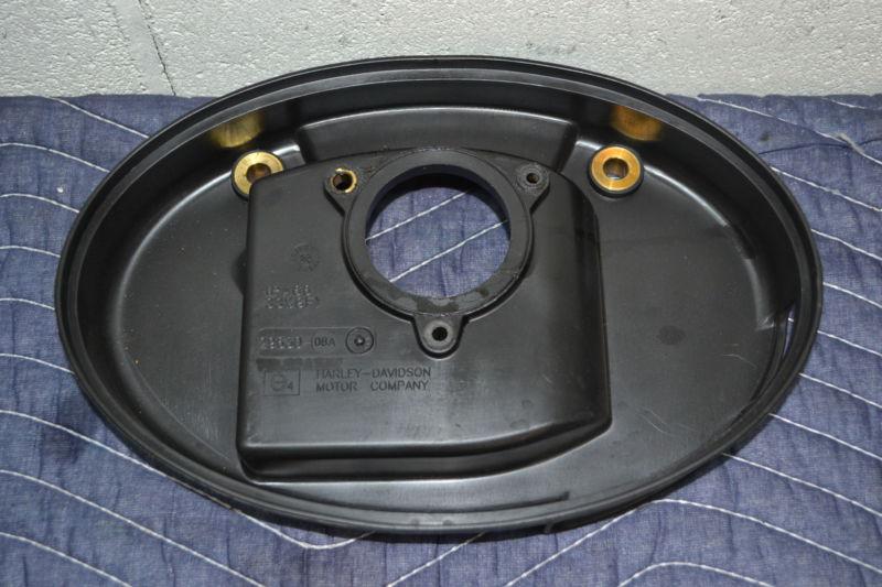 T0326e oem black airclearer backing plate harley 29630-08 twin cam softail dyna